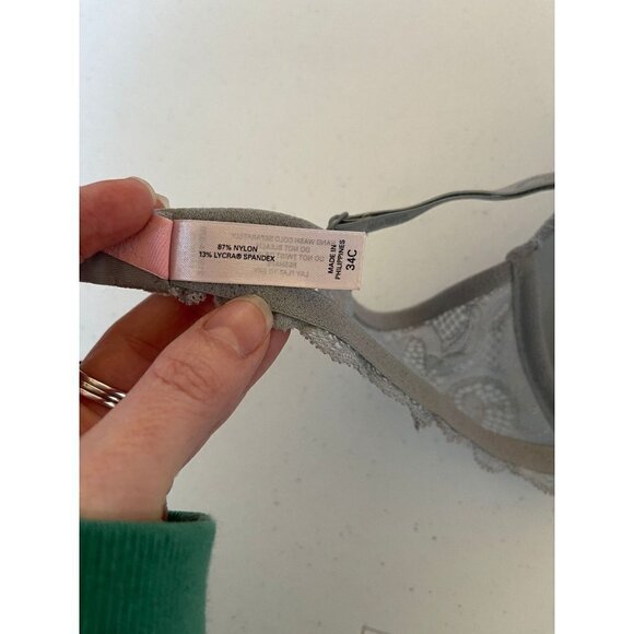 Victoria's Secret Angels Gray Lace 34C Underwire Lined Bra Adjustable Straps - Picture 5 of 5